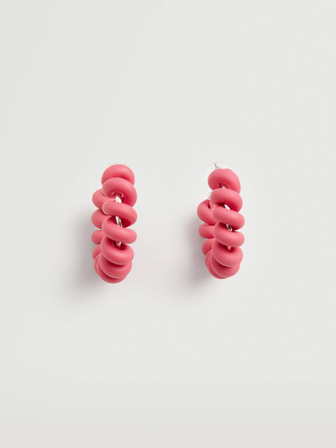 

MANGO Circular Shaped Half Hoop Earrings, Pink
