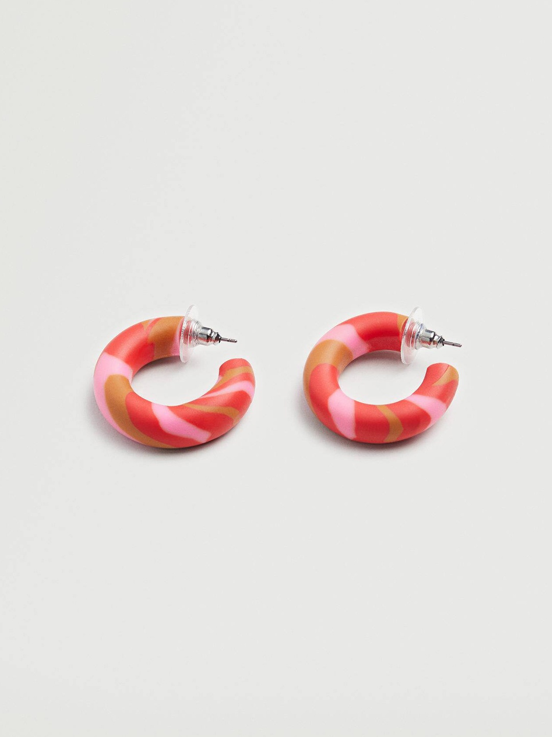 

MANGO Circular Shaped Half Hoop Earrings, Pink