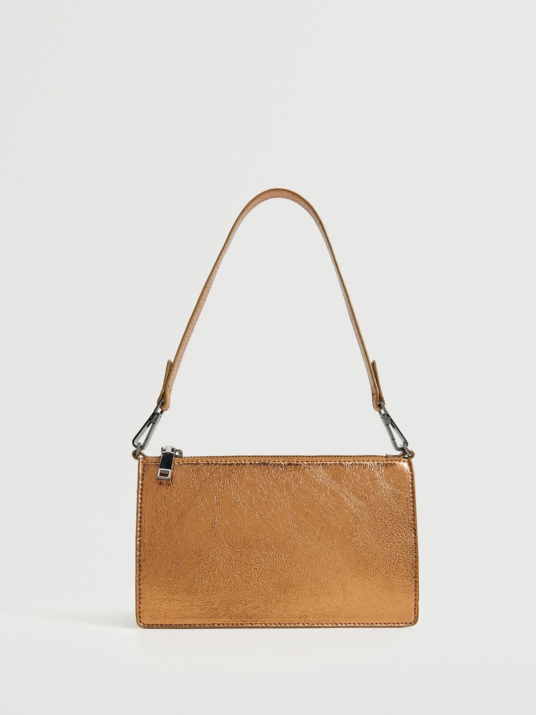 

MANGO Women Solid Structured Shoulder Bag, Bronze