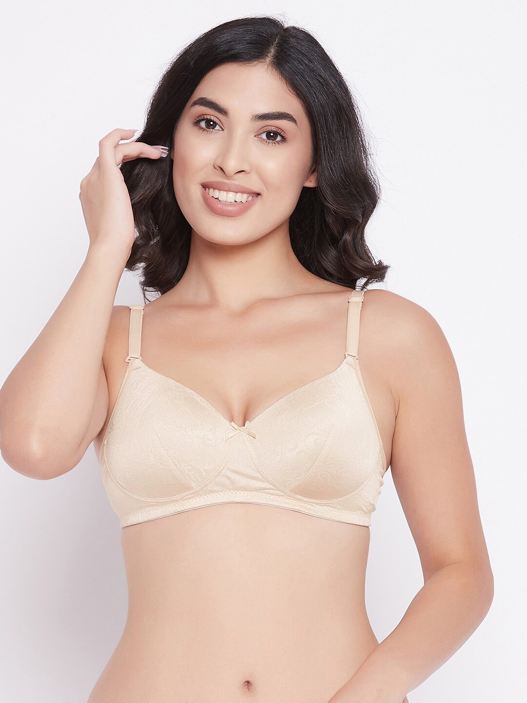 

Clovia Nude Color Floral Lightly Padded T-shirt Bra