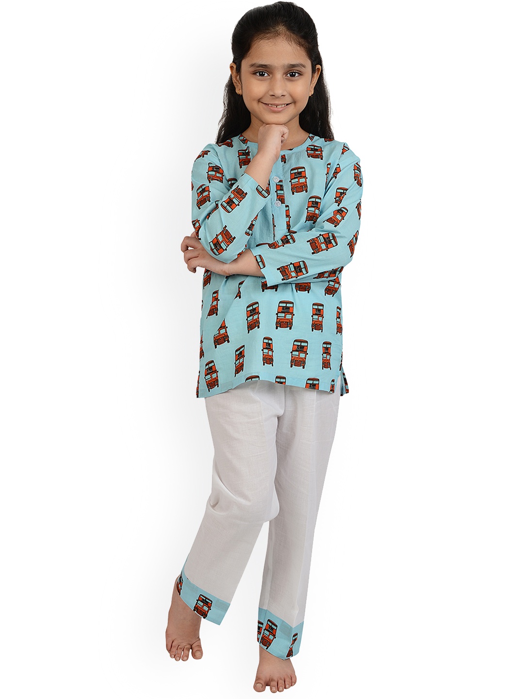 

frangipani Boys Blue & Red Printed Pure Cotton Night suit
