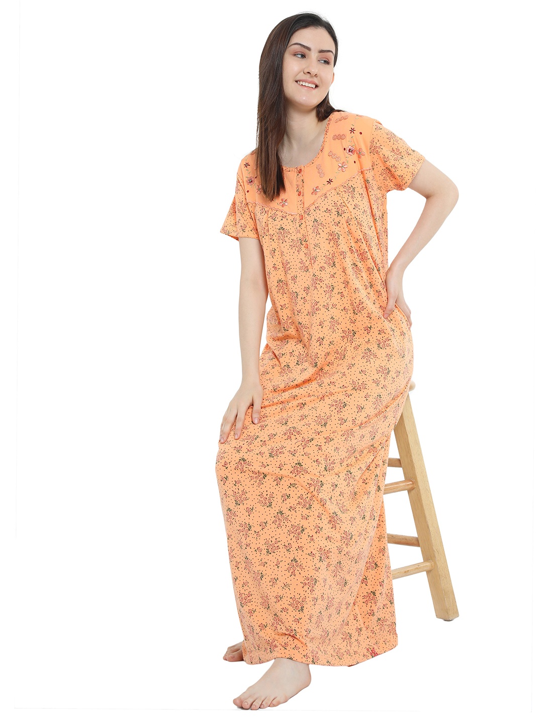 

9shines Label Orange Printed Maxi Nightdress