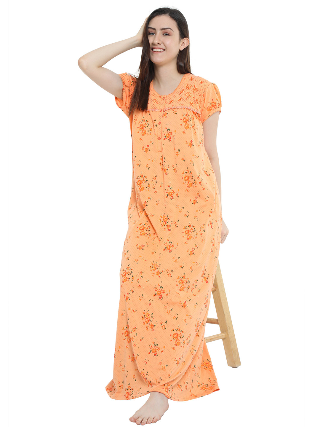 

9shines Label Orange Printed Maxi Nightdress