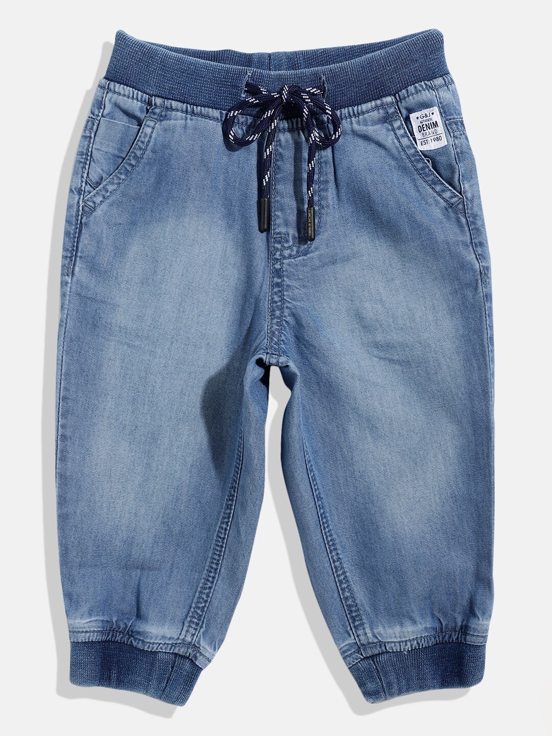 

Gini and Jony Boys Blue Washed Chambray Joggers