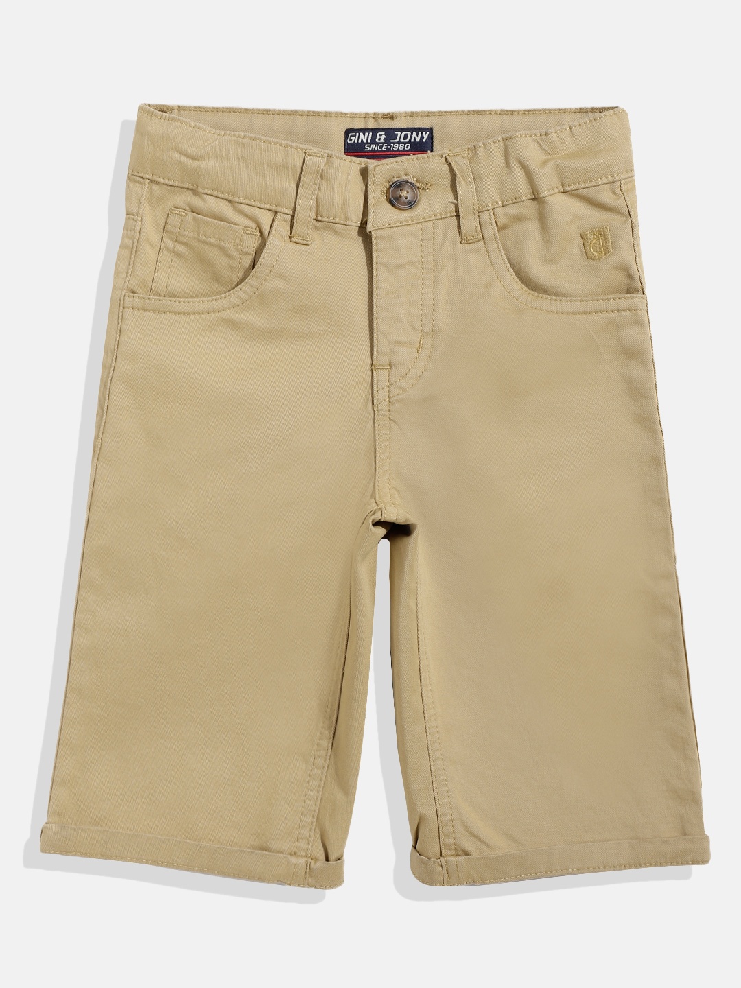 

Gini and Jony Boys Beige Solid Regular Shorts