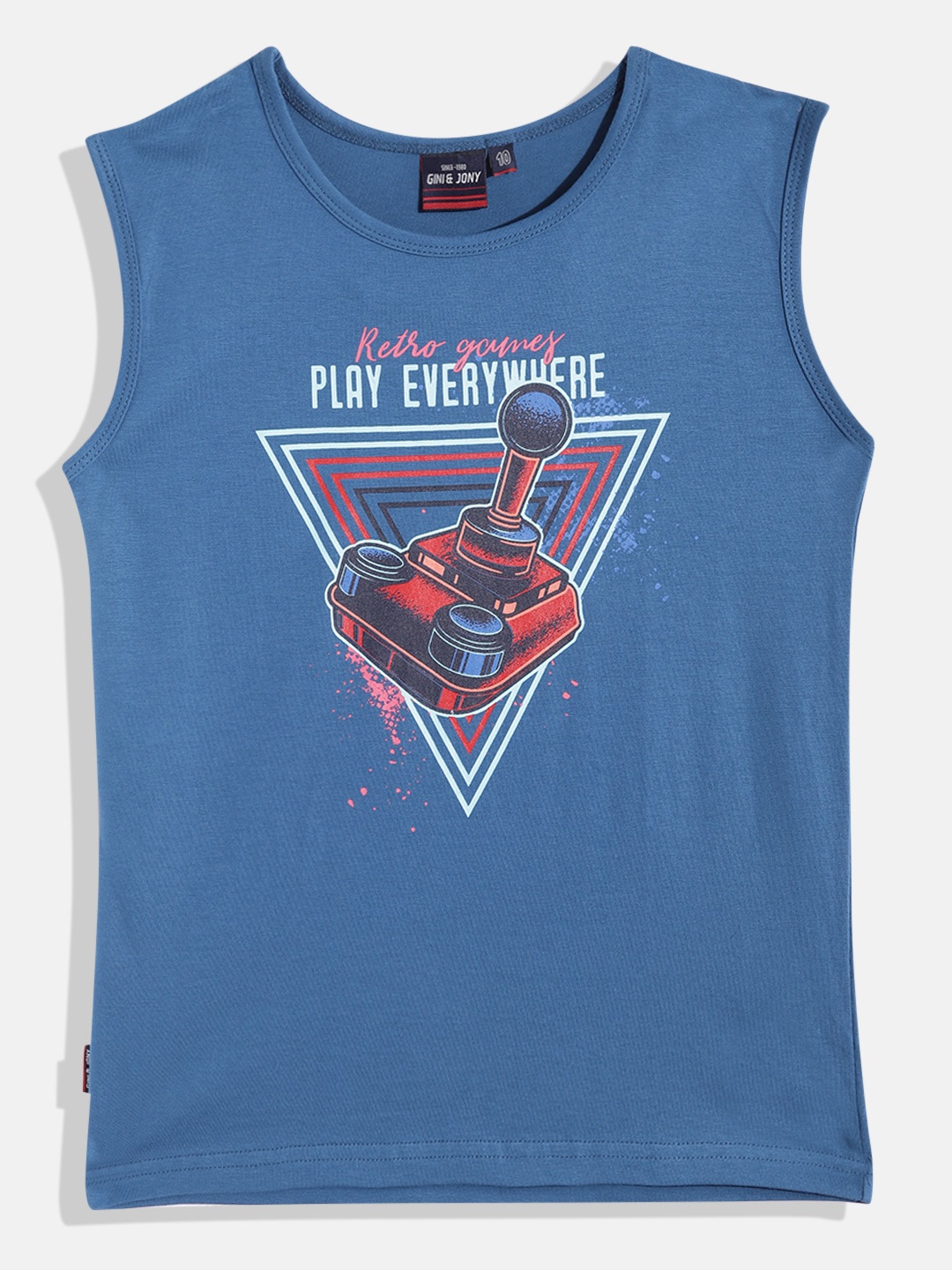 

Gini and Jony Boys Printed Pure Cotton T-shirt, Blue