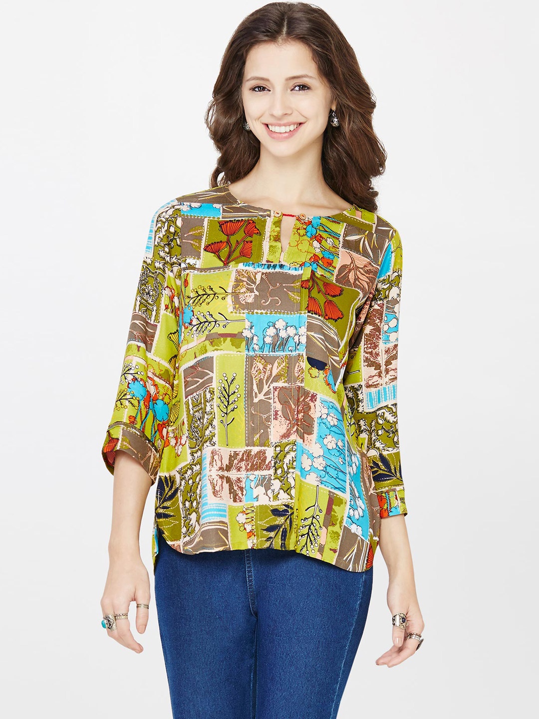 

Global Desi Women Multicoloured Printed Top, Multi