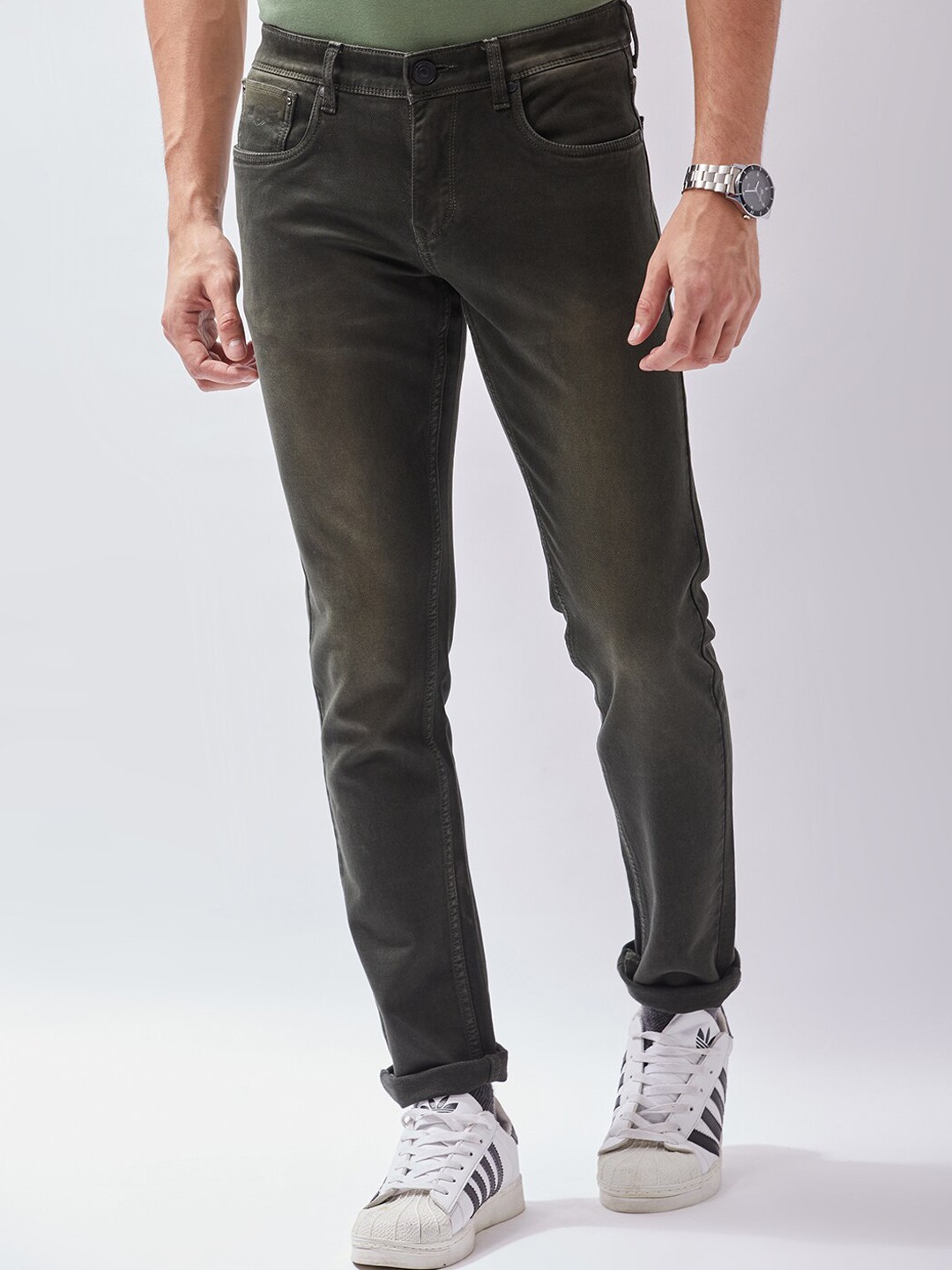 

Oxemberg Men Charcoal Lean Slim Fit Light Fade Jeans