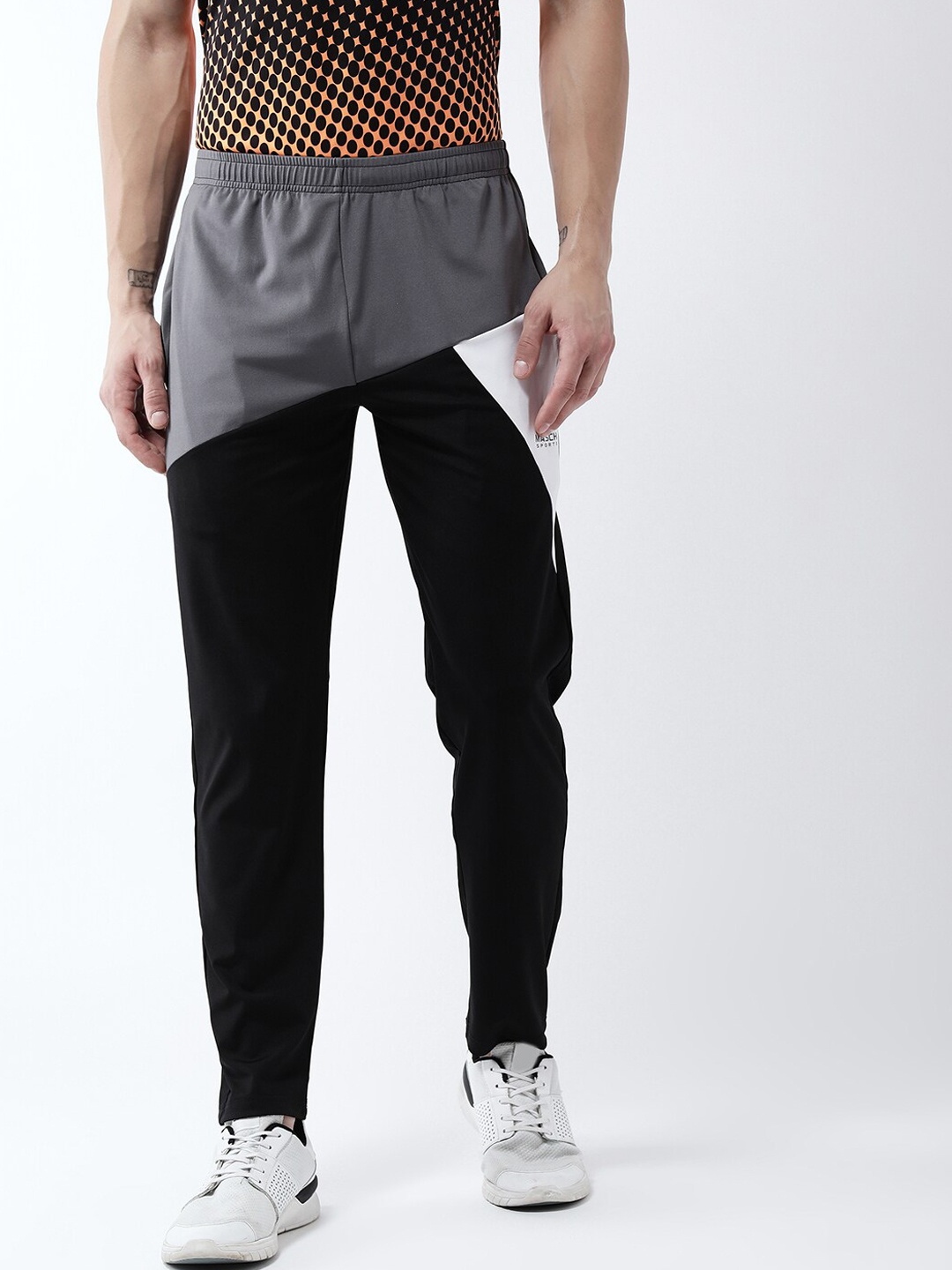 

Masch Sports Men Black & Grey Colorblocked Dry Fit Track Pant