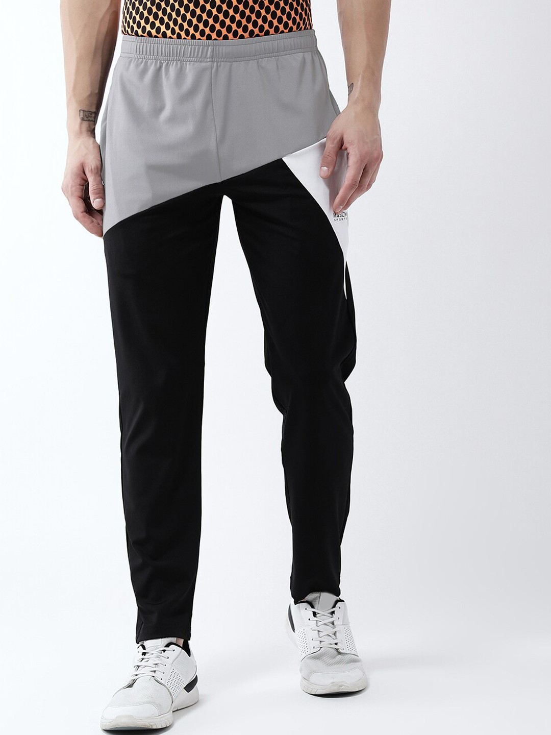 

Masch Sports Men Black & Grey Regular Fit Colourblocked Dry-Fit Track Pants