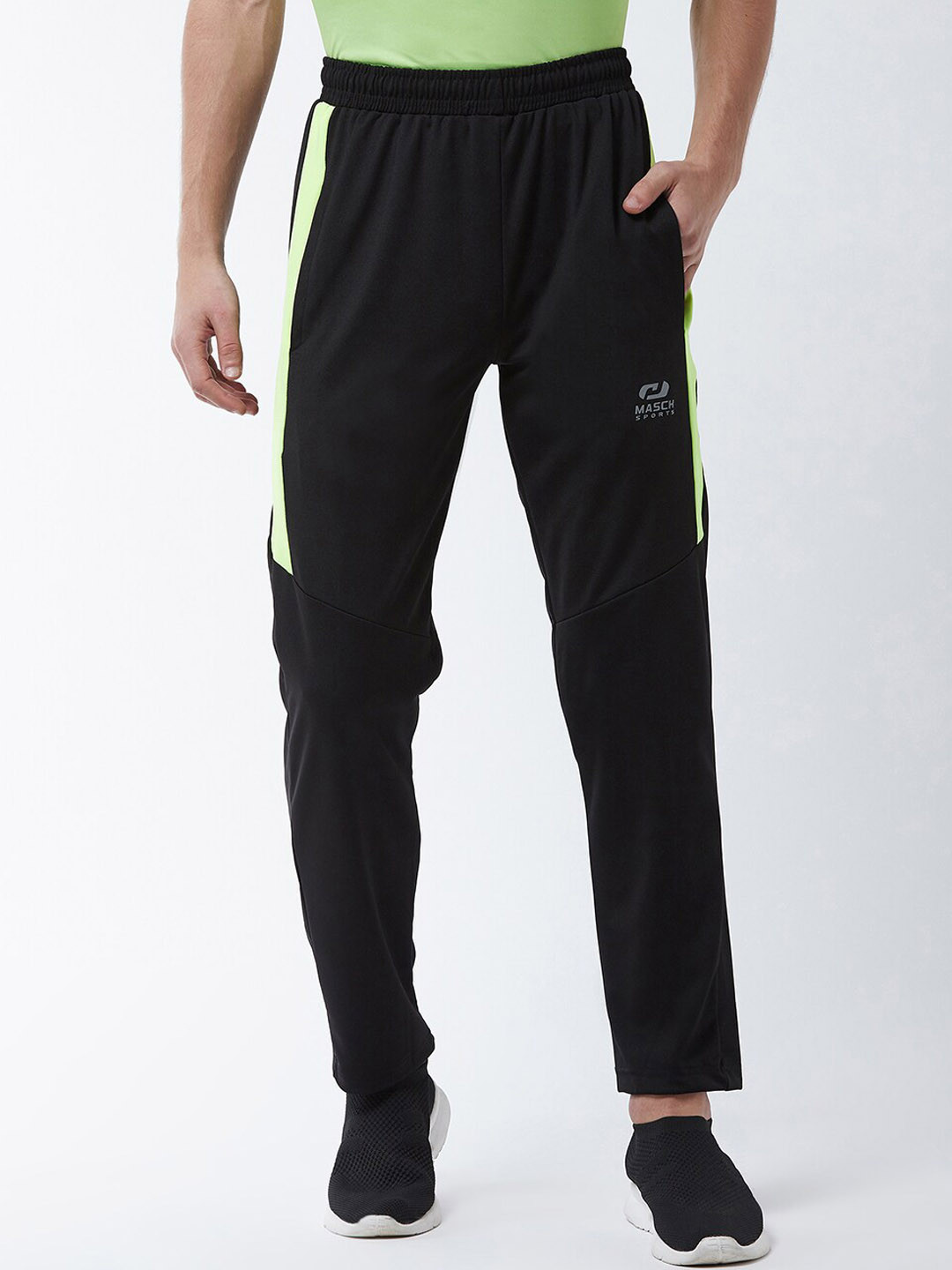 

Masch Sports Men Black Solid Running & Training Dri-Fit Track Pants