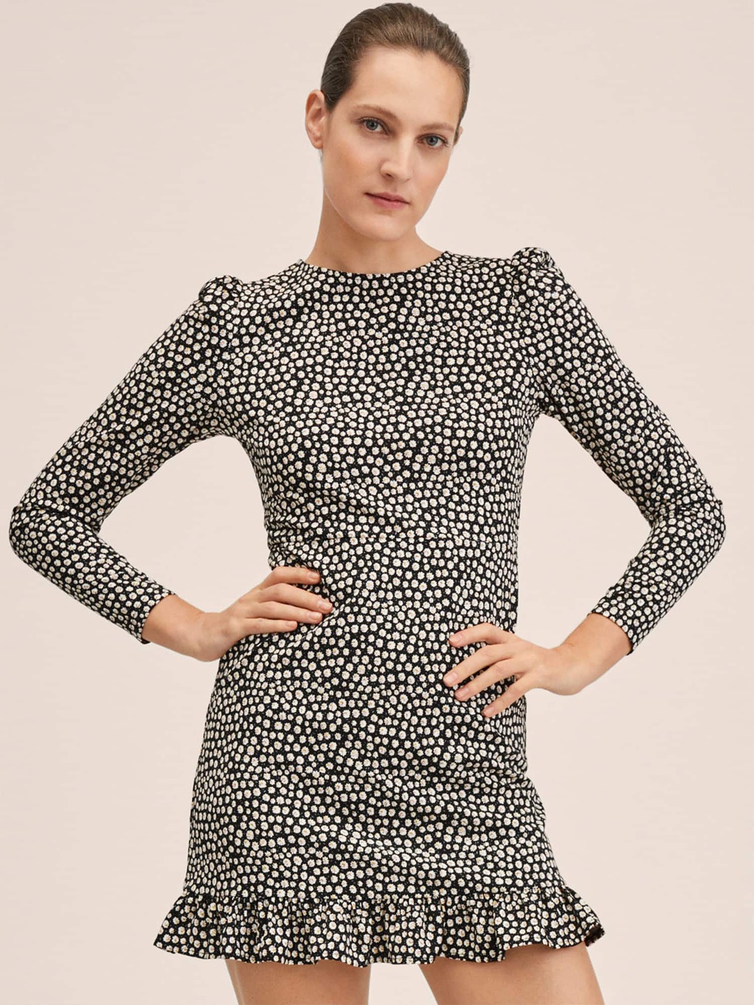 

MANGO Black & White Sheath Dress