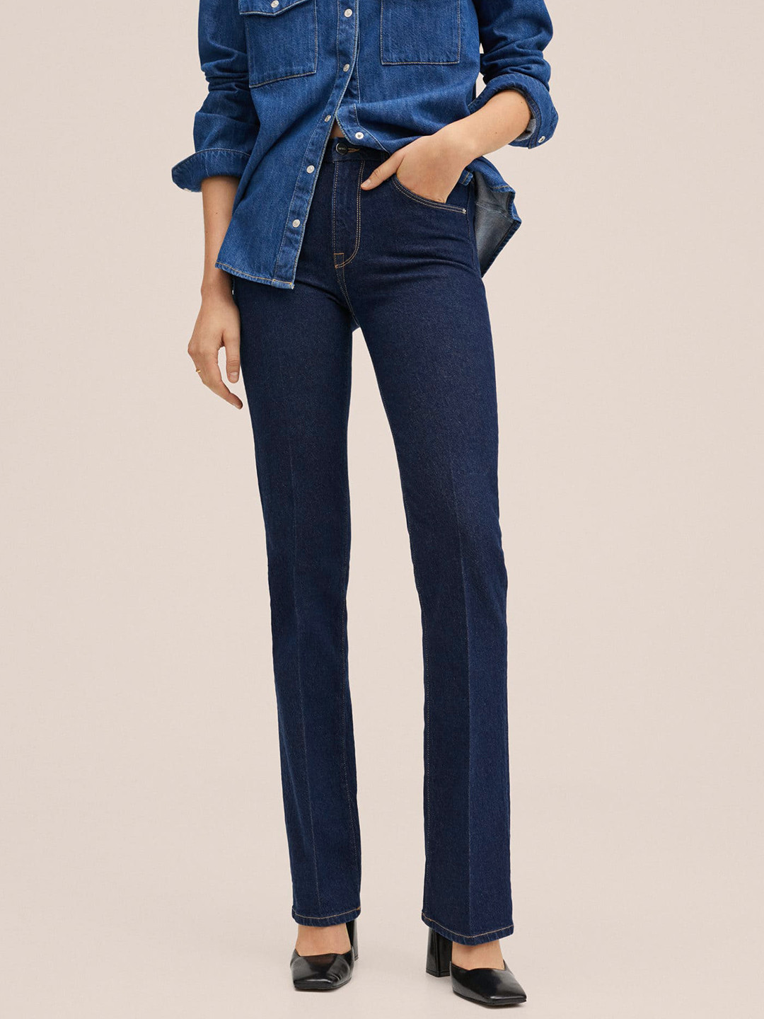 

MANGO Women Navy Blue Solid Jeans