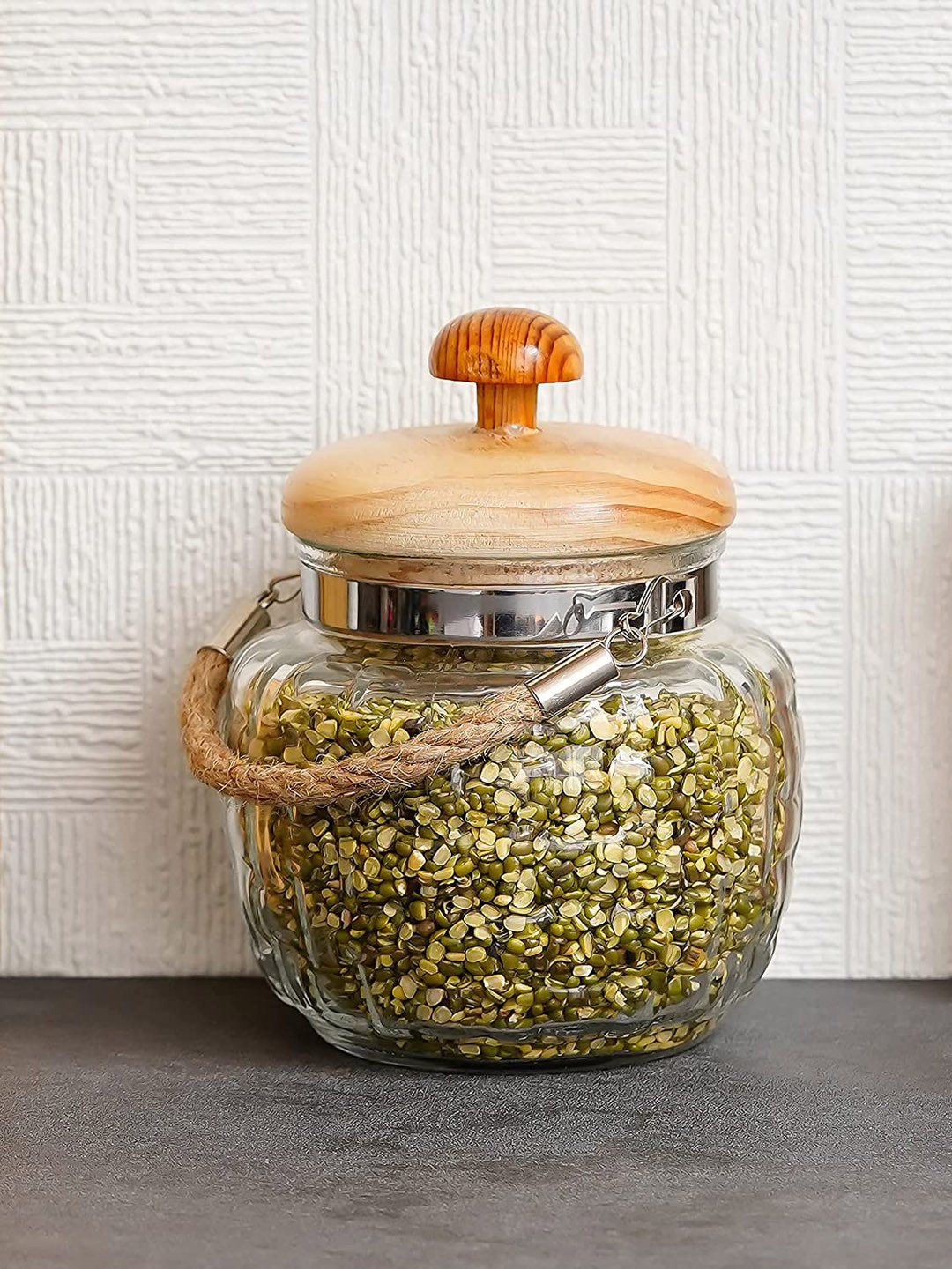 

Femora Transparent Solid Glass Air-Tight Storage Container With Bamboo Lid