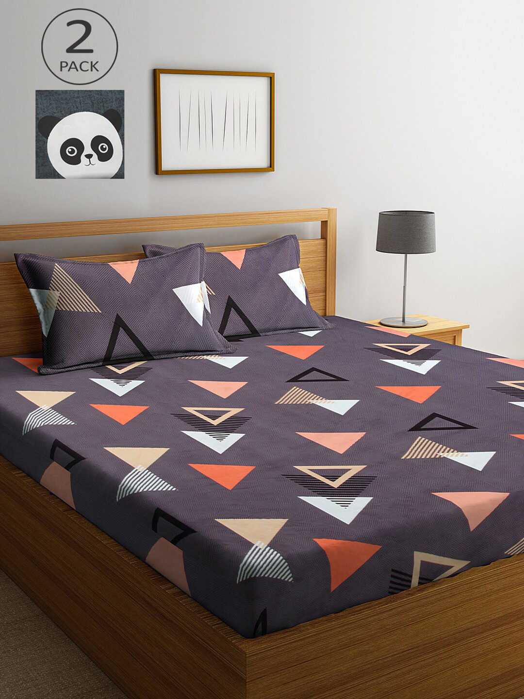 

KLOTTHE Multicoloured 210 TC King Geometric 2 Bedsheet with 4 Pillow Covers, Multi