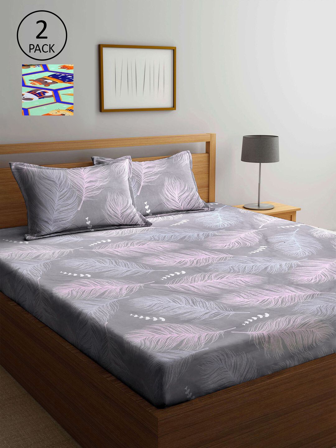 

KLOTTHE Multicoloured Floral 210 TC 2 King Bedsheet with 4 Pillow Covers, Multi