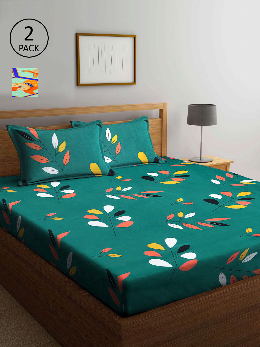 

KLOTTHE Multicoloured Floral 210 TC 2 King Bedsheet with 4 Pillow Covers, Multi