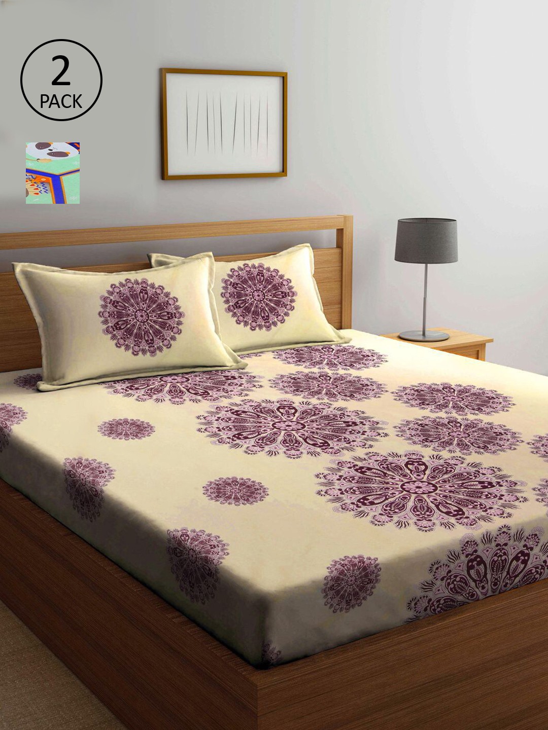 

KLOTTHE Multicoloured Geometric 210 TC 2 King Bedsheet with 4 Pillow Covers, Multi