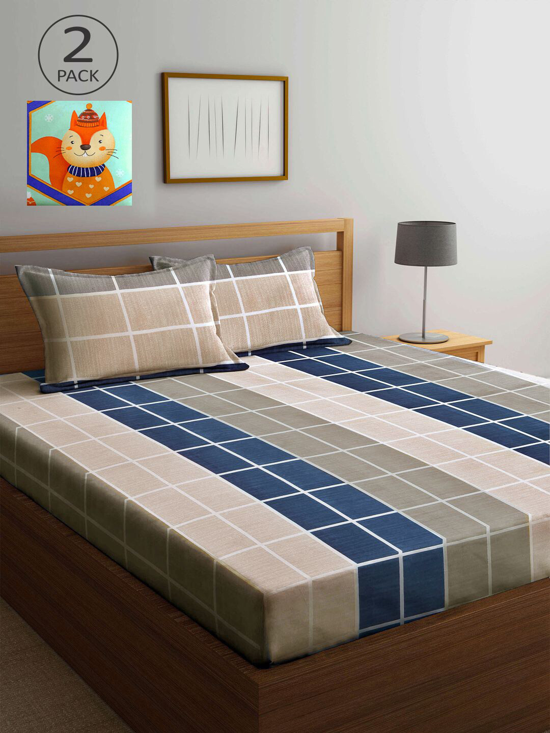 

KLOTTHE Multicoloured Geometric 210 TC 2 King Bedsheet with 4 Pillow Covers, Multi