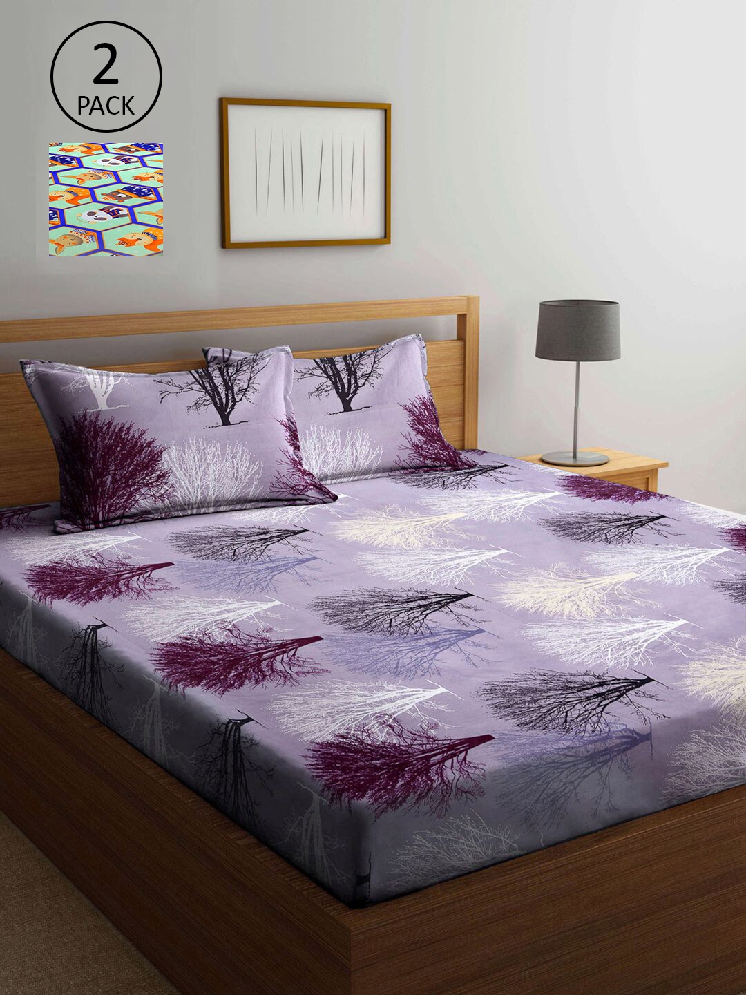

KLOTTHE Multicoloured Floral 210 TC 2 King Bedsheet with 4 Pillow Covers, Multi