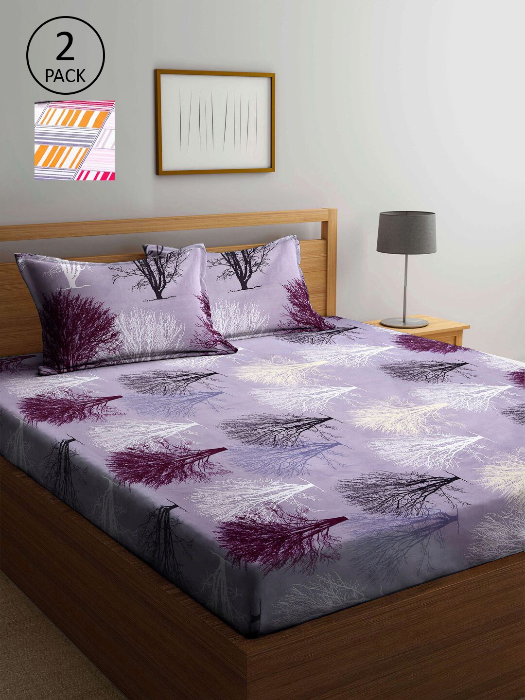 

KLOTTHE Multicoloured Floral 210 TC 2 King Bedsheet with 4 Pillow Covers, Multi