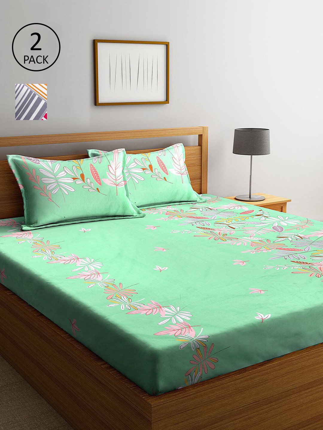 

KLOTTHE Multicoloured Floral 210 TC 2 King Bedsheet with 4 Pillow Covers, Multi