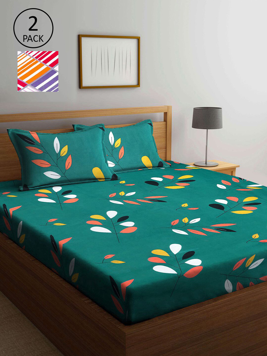 

KLOTTHE Multicoloured Floral 210 TC 2 King Bedsheet with 4 Pillow Covers, Multi