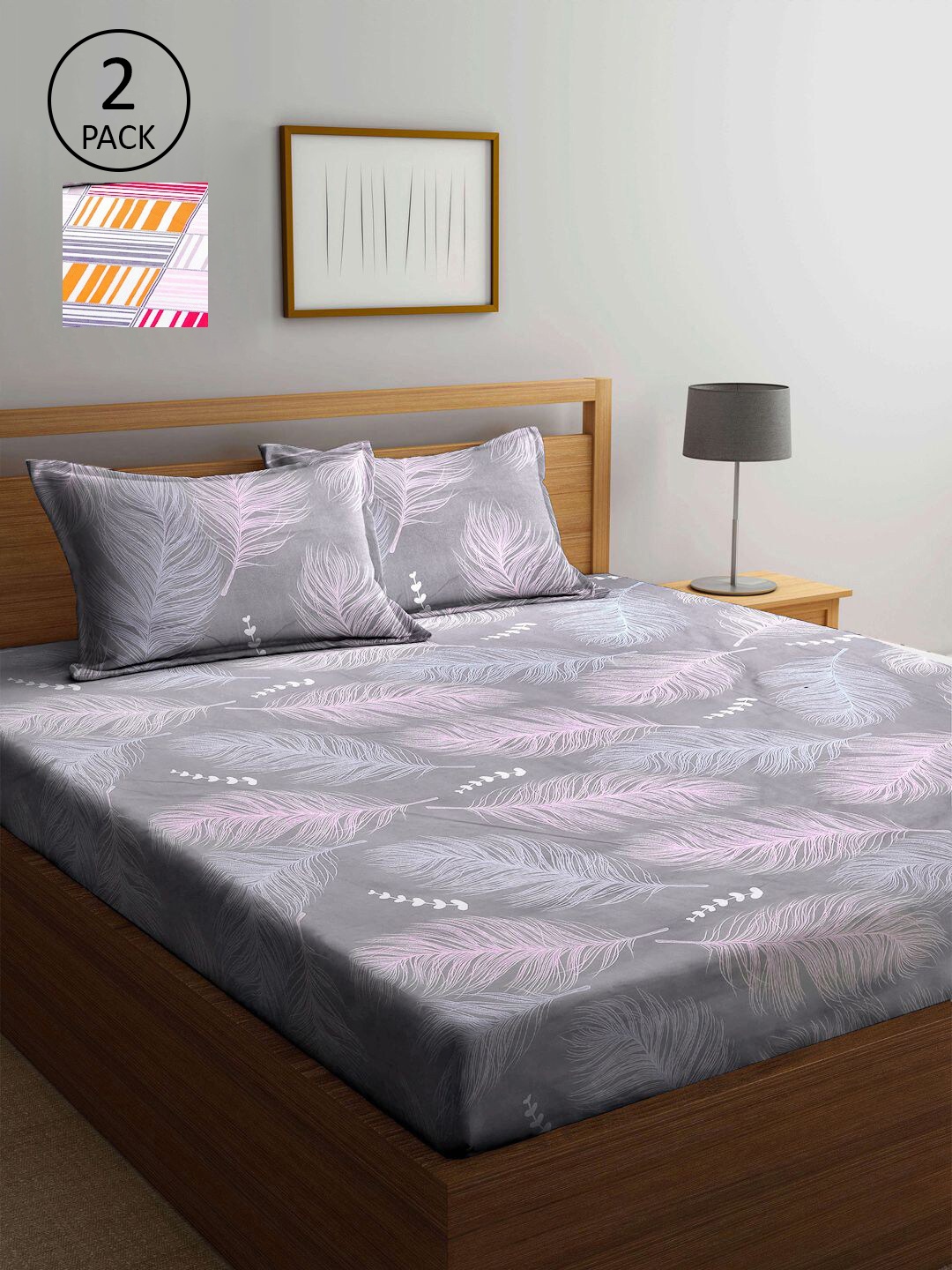 

KLOTTHE Multicoloured Floral 210 TC 2 King Bedsheet with 4 Pillow Covers, Multi