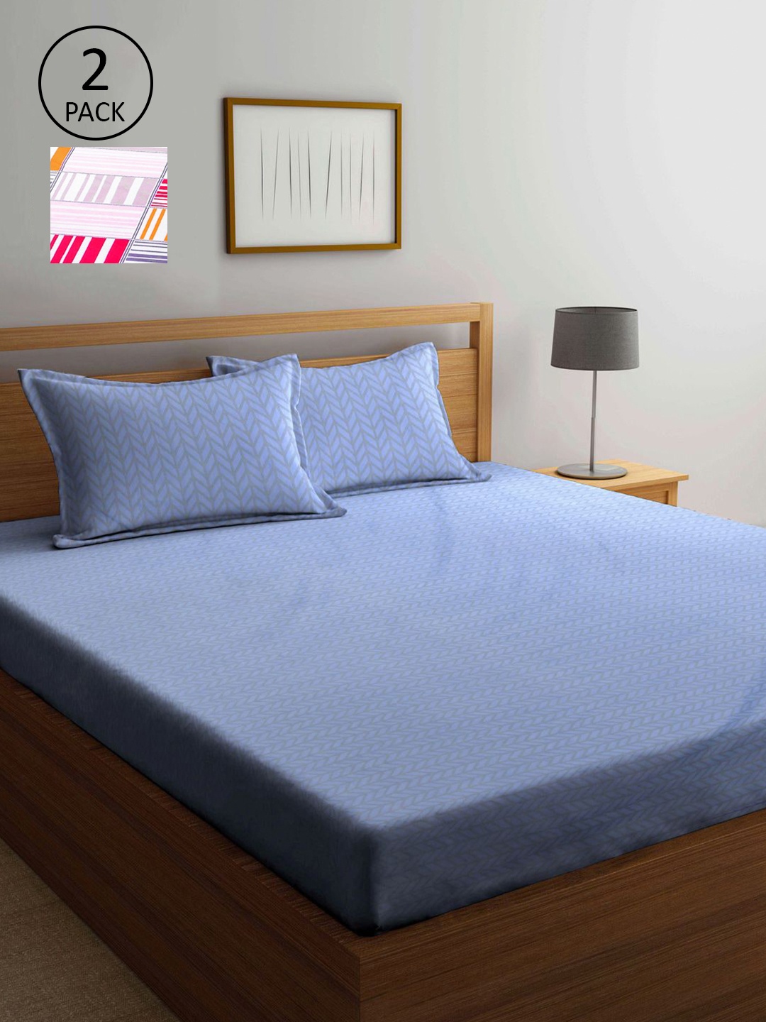 

KLOTTHE Multicoloured Geometric 210 TC 2 King Bedsheet with 4 Pillow Covers, Multi
