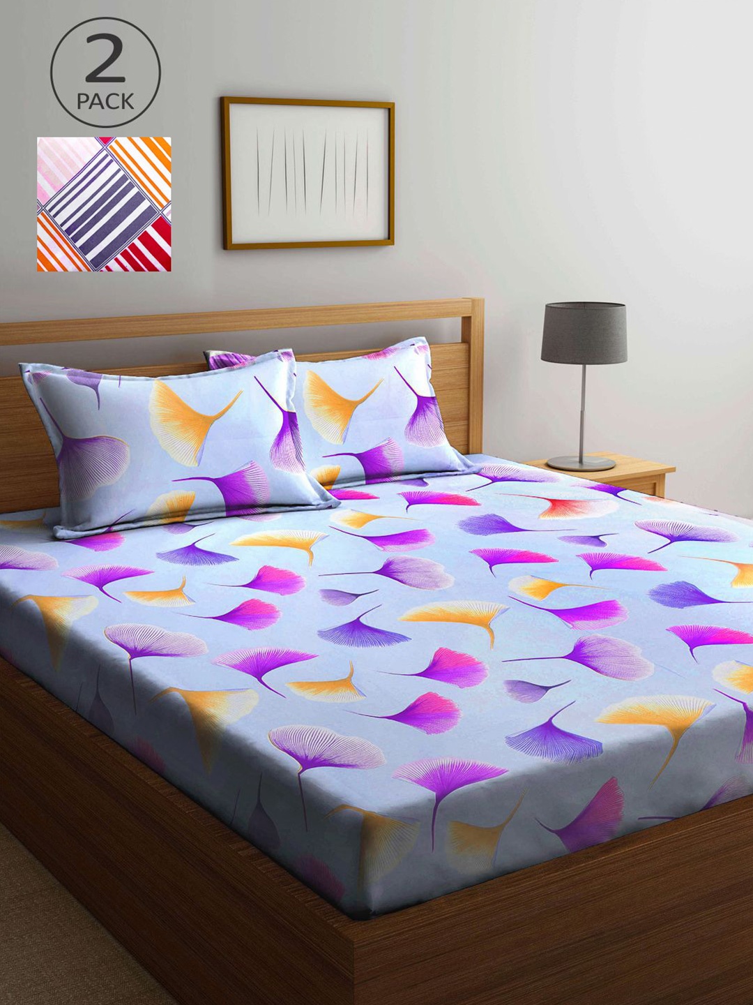 

KLOTTHE Multicoloured Floral 210 TC 2 King Bedsheet with 4 Pillow Covers, Multi