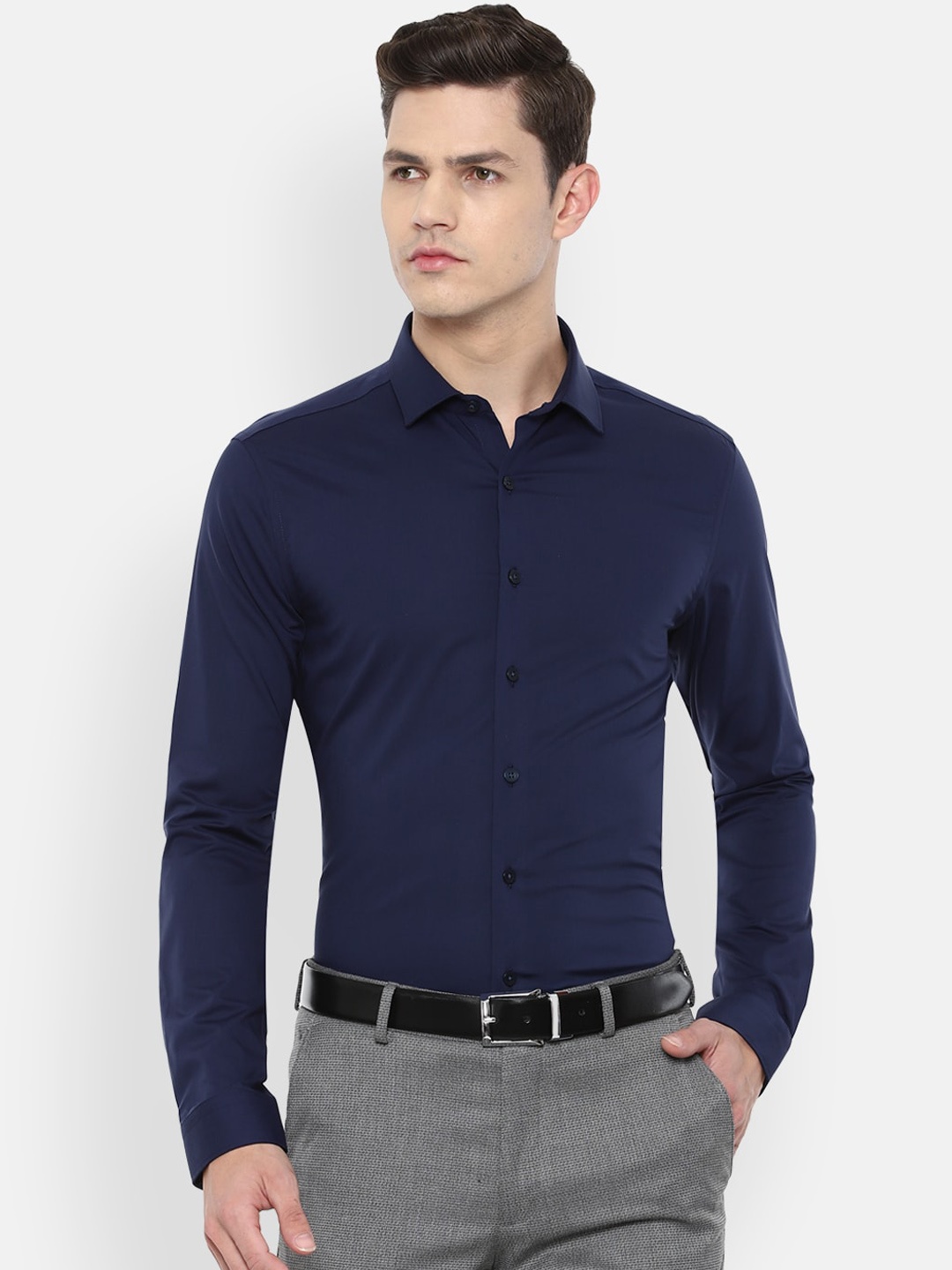 

Louis Philippe Permapress Men Navy Blue Slim Fit Formal Shirt