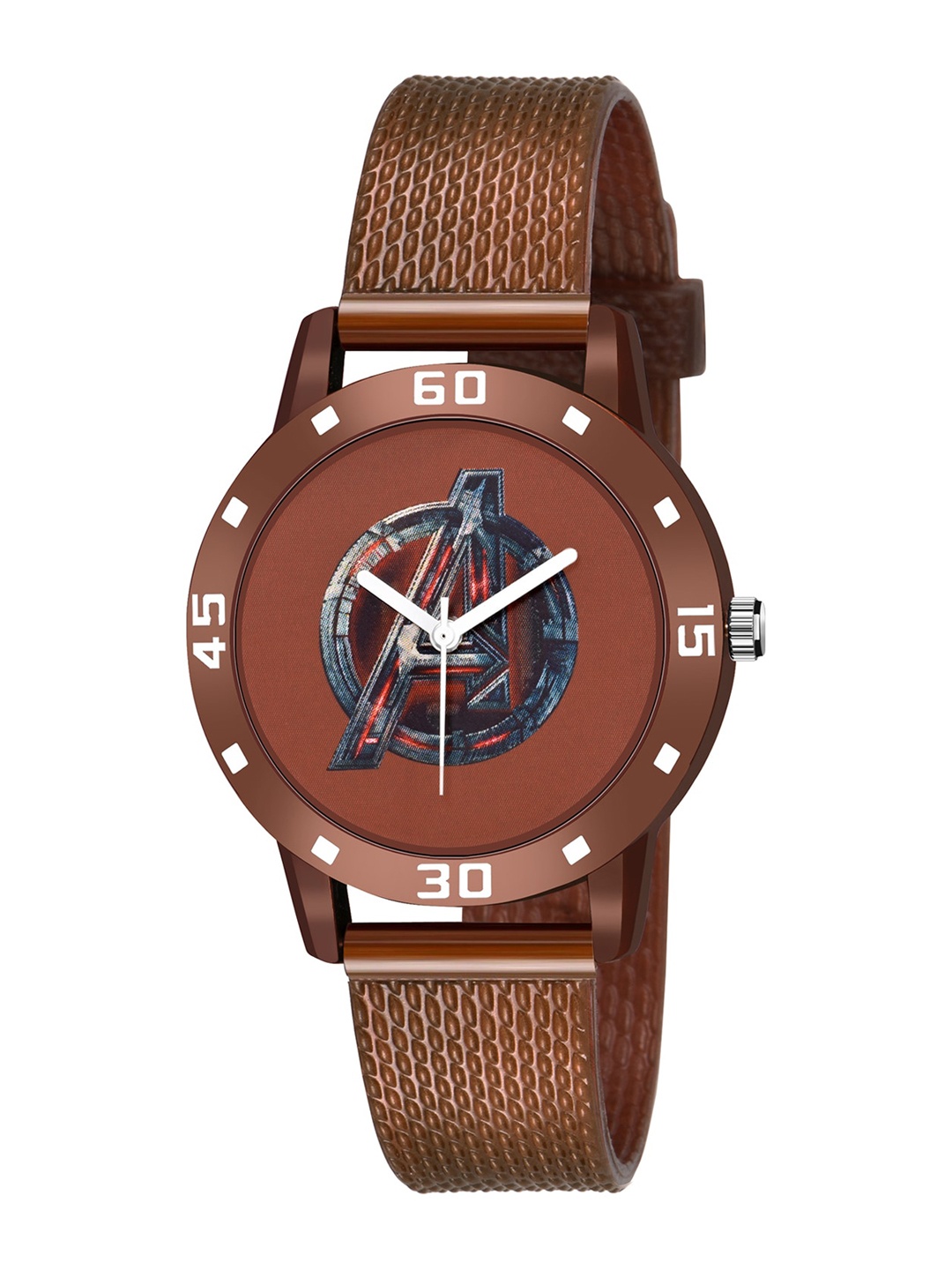 

HAPPY KHAJANA Women Brown Brass Printed Dial With Brown Straps Analogue Watch