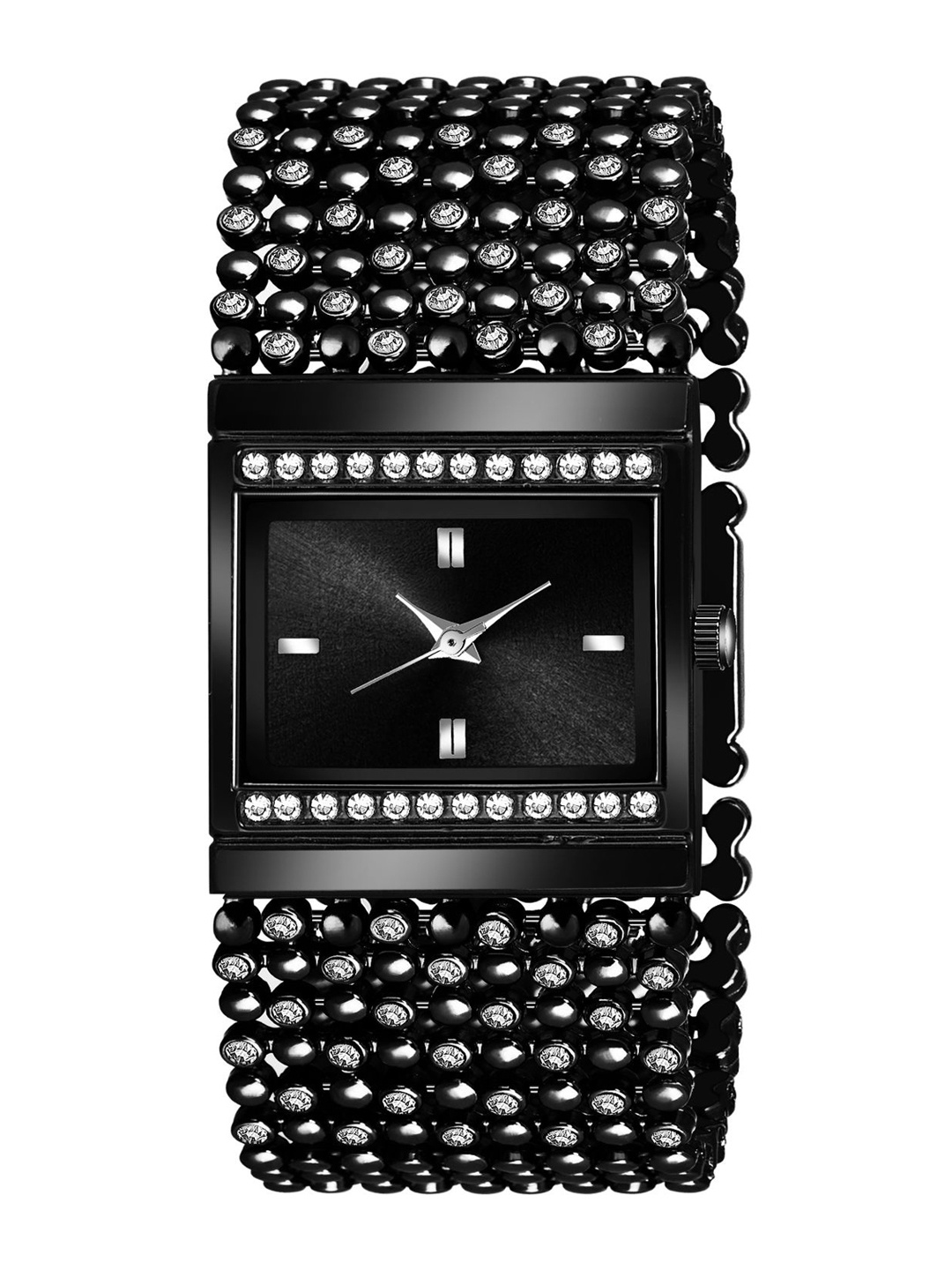 

HAPPY KHAJANA Women Black Dial & Black Stainless Steel Straps Analogue Watch LADIES_617