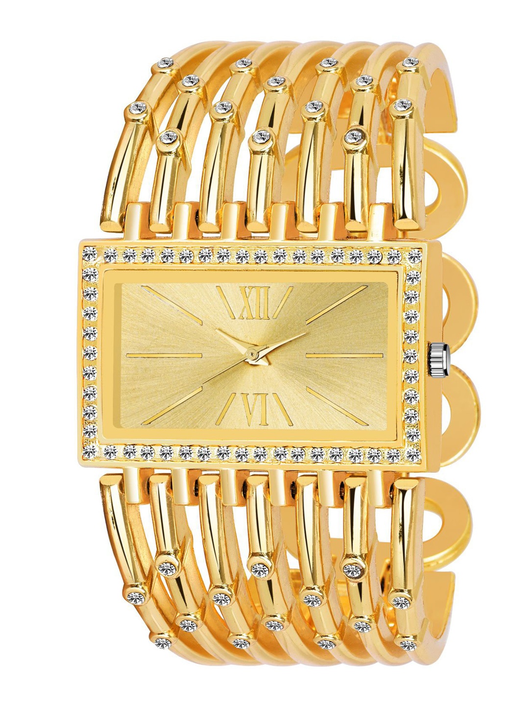 

HAPPY KHAJANA Women Gold Brass Dial & Bracelet Style Straps Analogue Watch LADIES_629