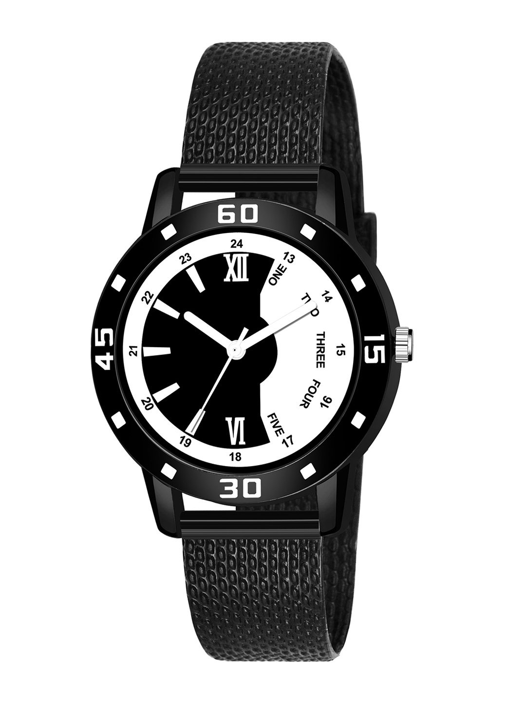 

HAPPY KHAJANA Women White Brass Dial & Black Textured Straps Analogue Watch WMN_3004
