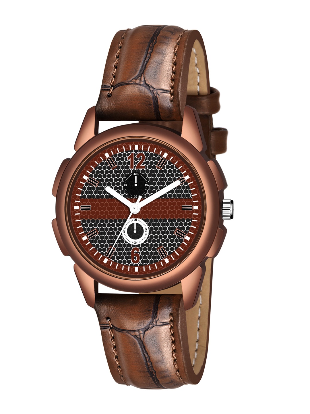 

HAPPY KHAJANA Women Black Brass Dial & Brown Straps Analogue Watch WMN_3012-Brown