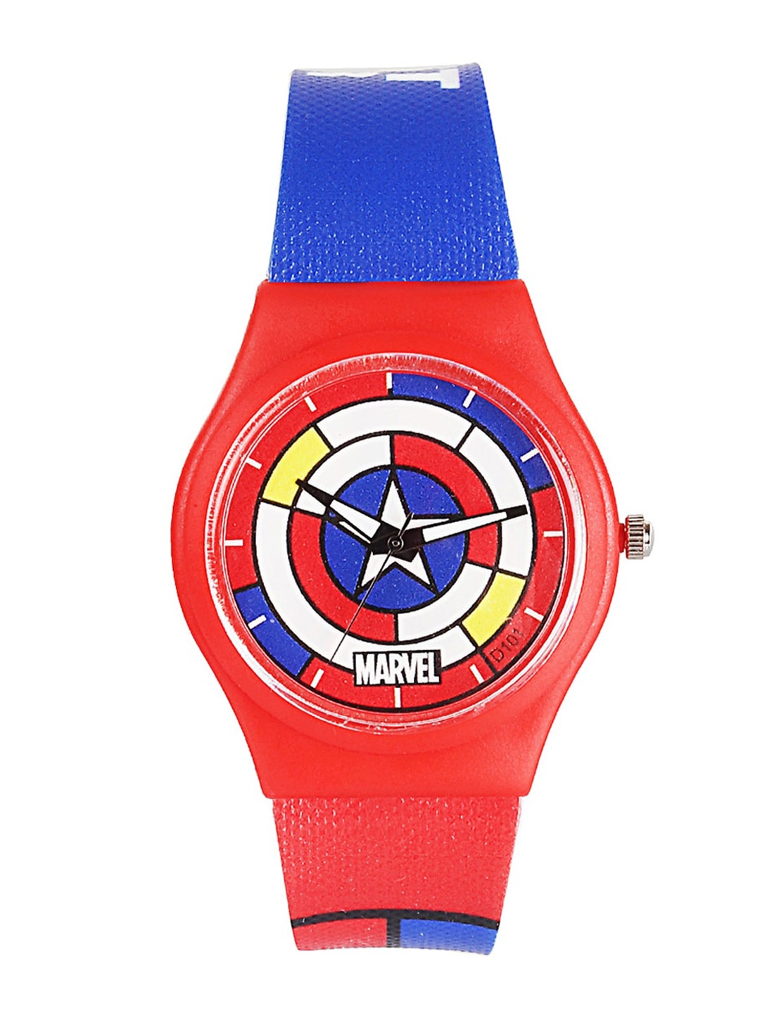 

Marvel Unisex Kids Red Printed Dial & Blue Straps Analogue Watch