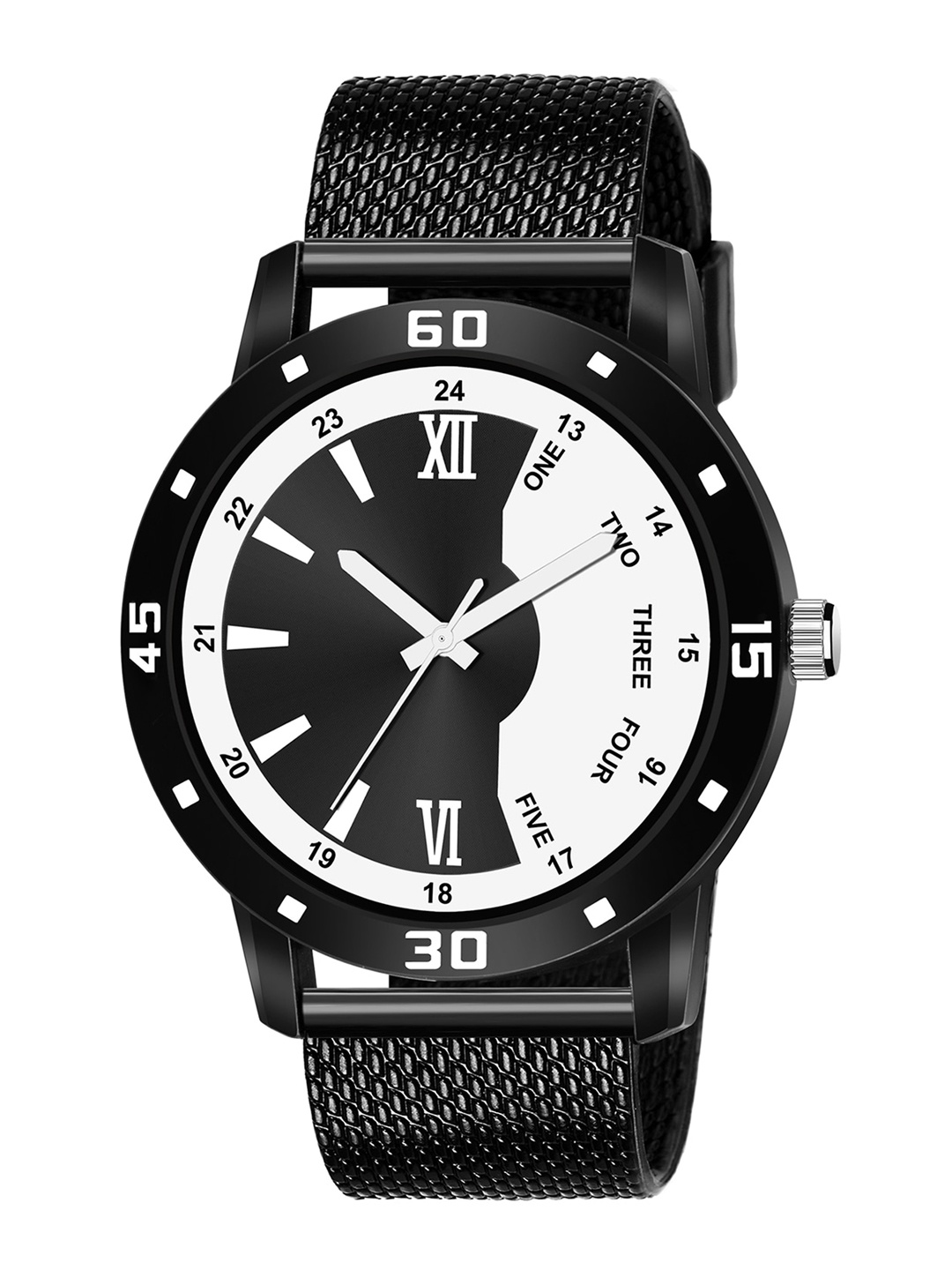 

HAPPY KHAJANA Men Black Brass Printed Dial & Black Textured Straps Analogue Watch KJR_542-Black
