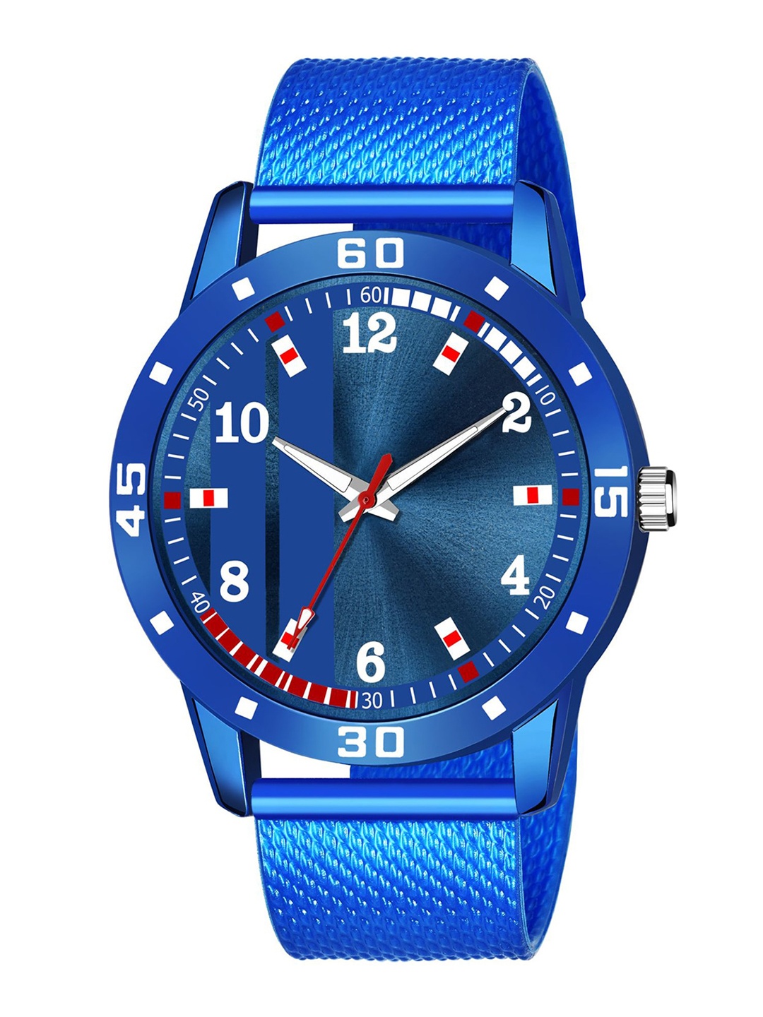 

HAPPY KHAJANA Men Blue Brass Printed Dial & Blue Straps Analogue Watch