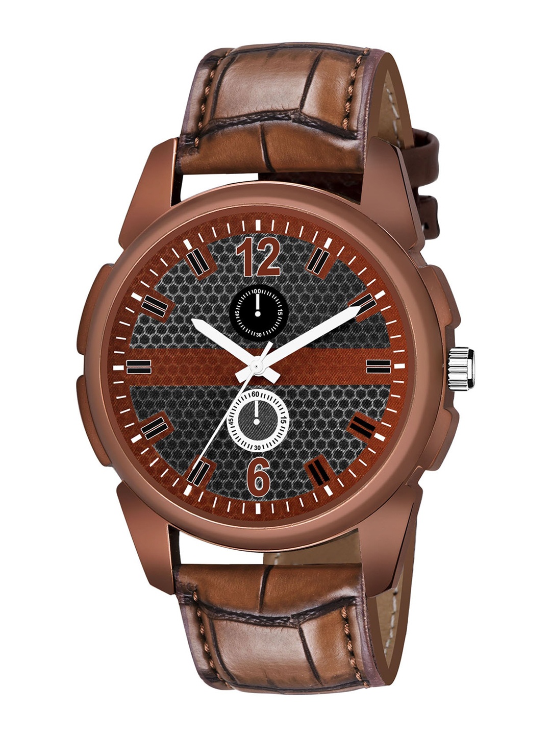 

HAPPY KHAJANA Men Brown Brass Printed Dial & Brown Straps Analogue Watch
