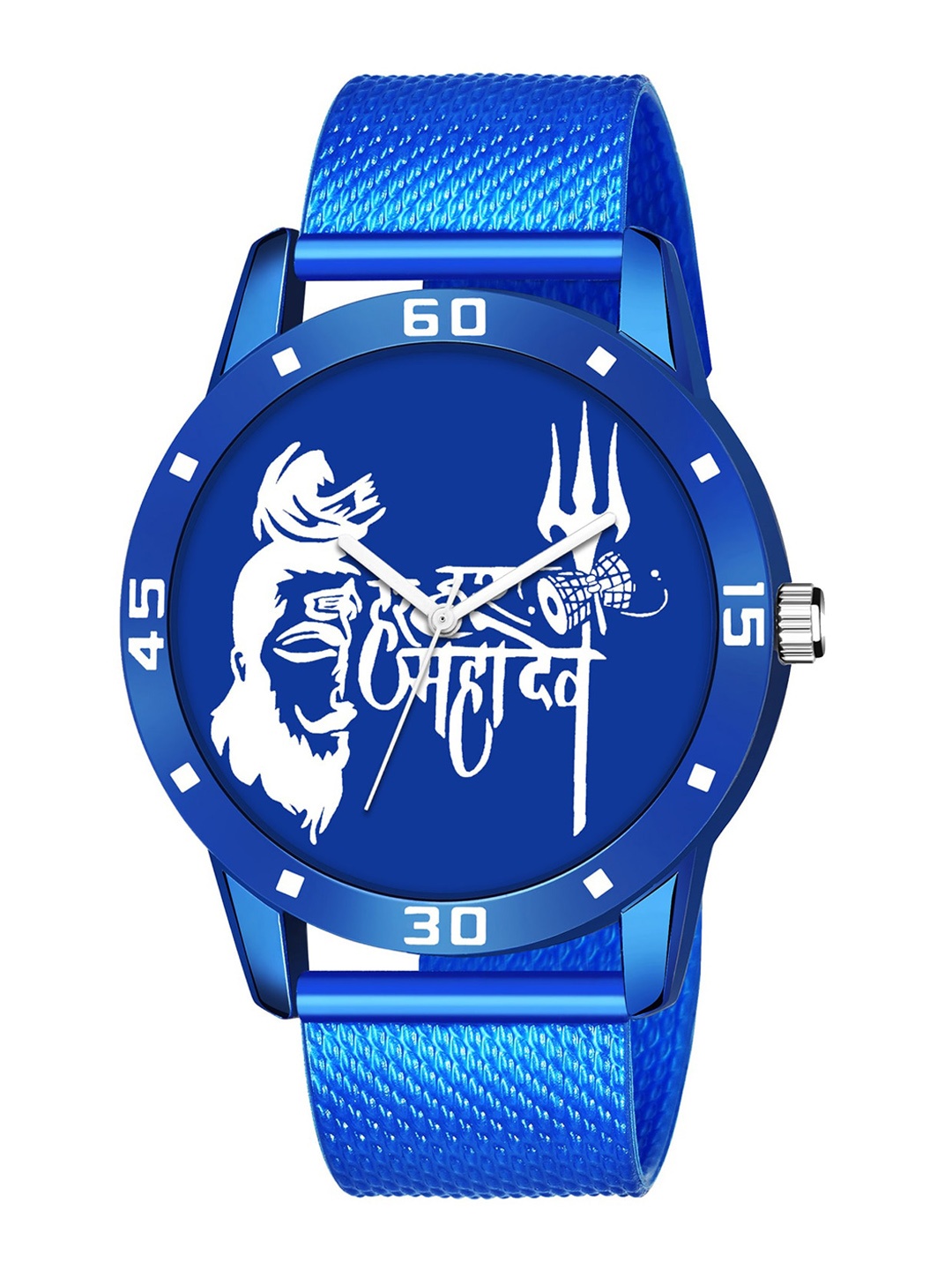 

HAPPY KHAJANA Men Blue Brass Printed Dial & Blue Straps Analogue Watch