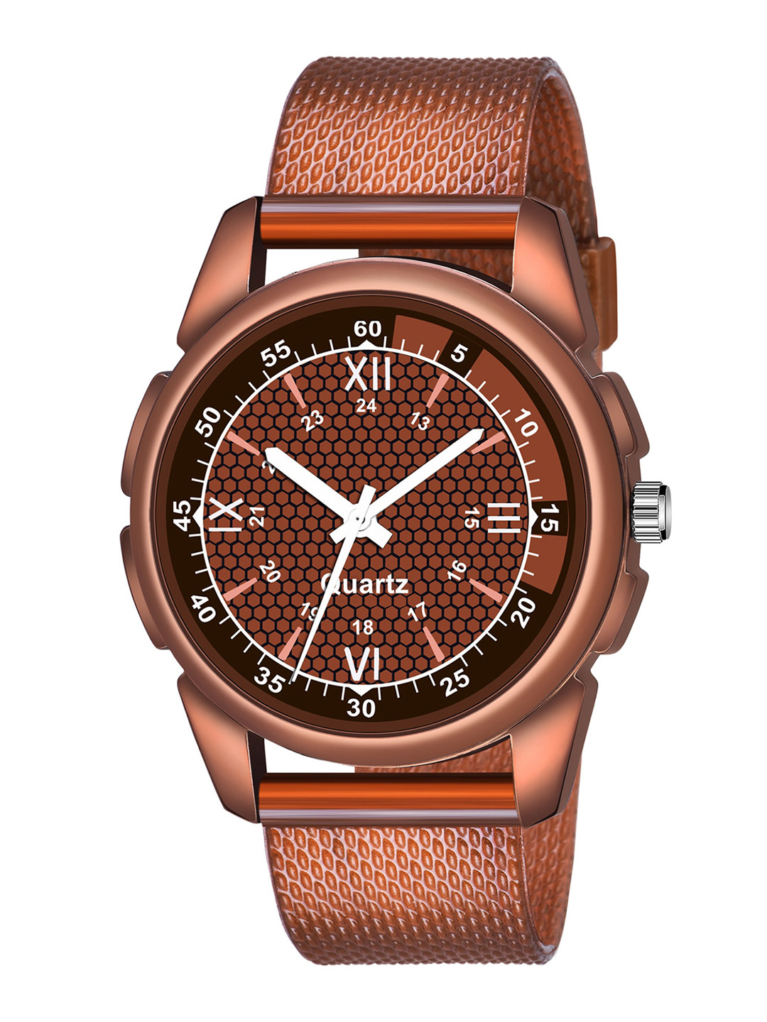 

HAPPY KHAJANA Men Brown Brass Printed Dial & Brown Straps Analogue Watch