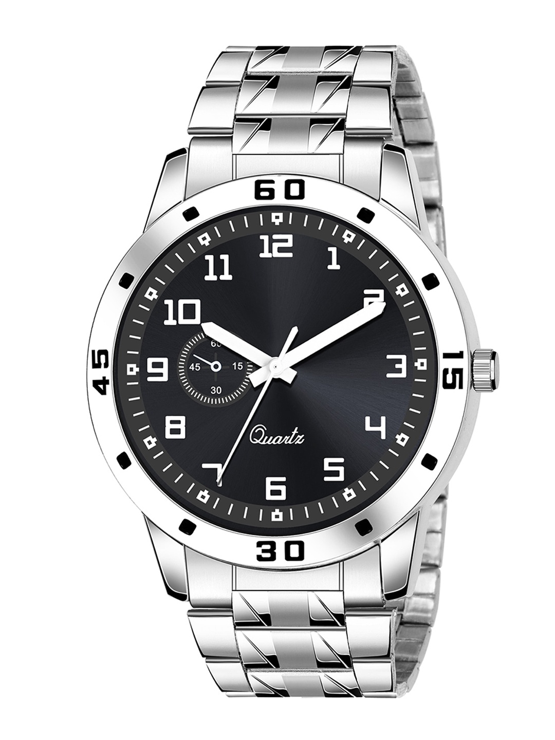 

HAPPY KHAJANA Men Black Brass Patterned Dial & Steel Toned Stainless Steel Bracelet Style Straps Analogue Watch KJR_14-Black