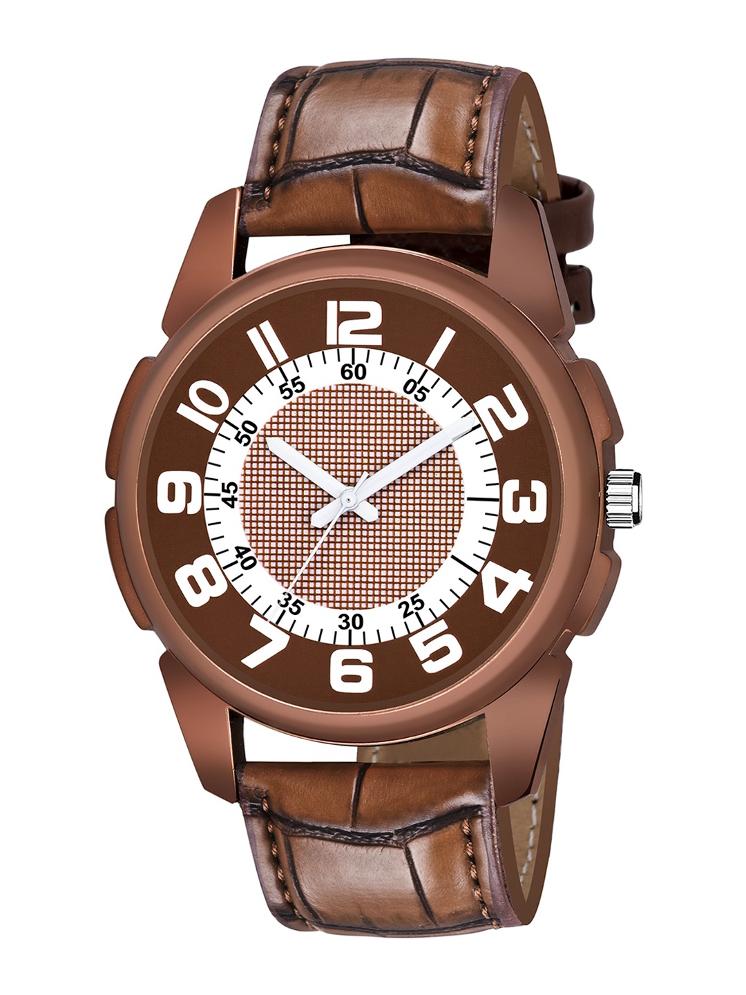 

HAPPY KHAJANA Men Brown Brass Printed Dial & Brown Straps Analogue Watch