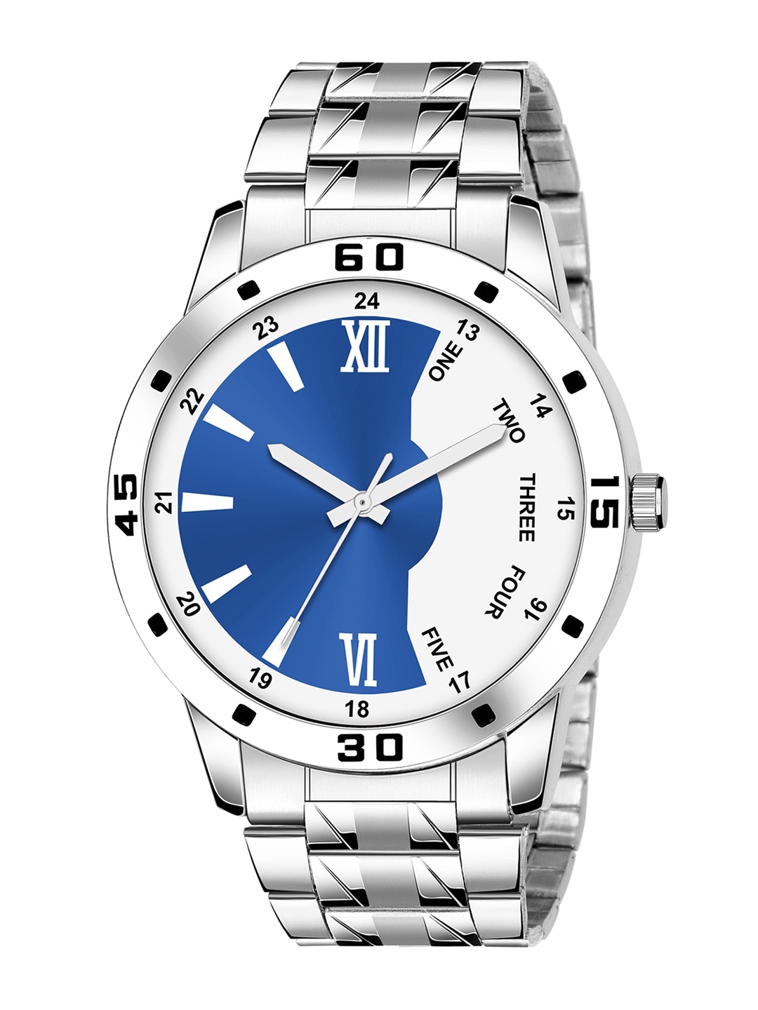 

HAPPY KHAJANA Men Blue Brass Patterned Dial & Stainless Steel Bracelet Style Straps Analogue Watch KJR_18-Blue