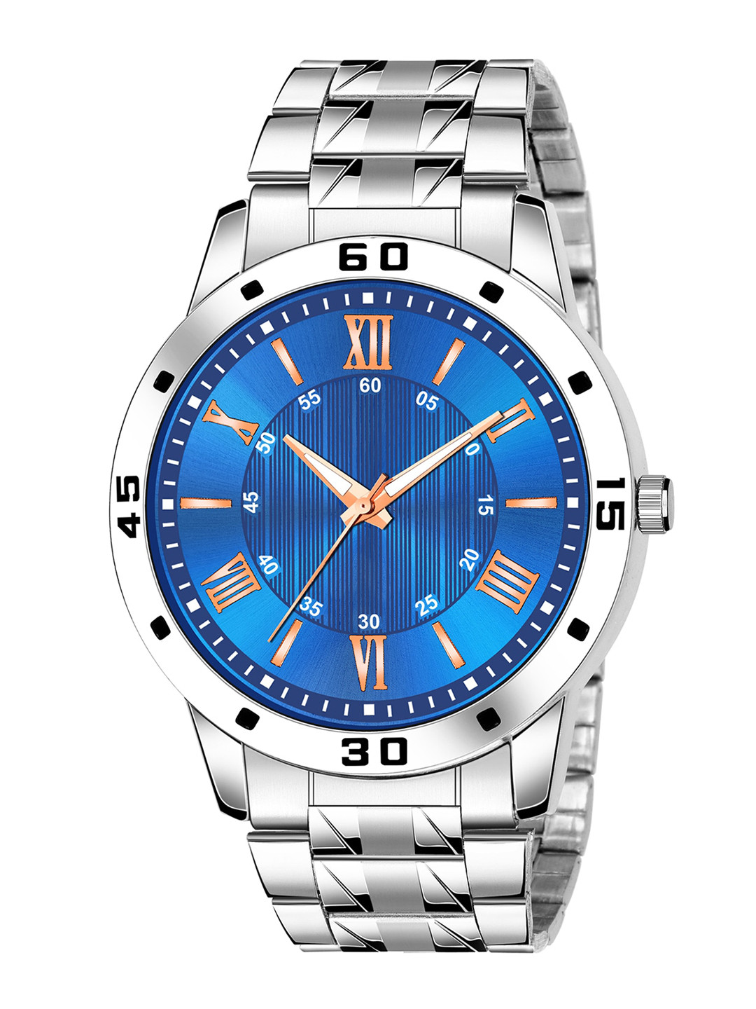 

HAPPY KHAJANA Men Blue Dial & Stainless Steel Bracelet Style Straps Analogue Watch