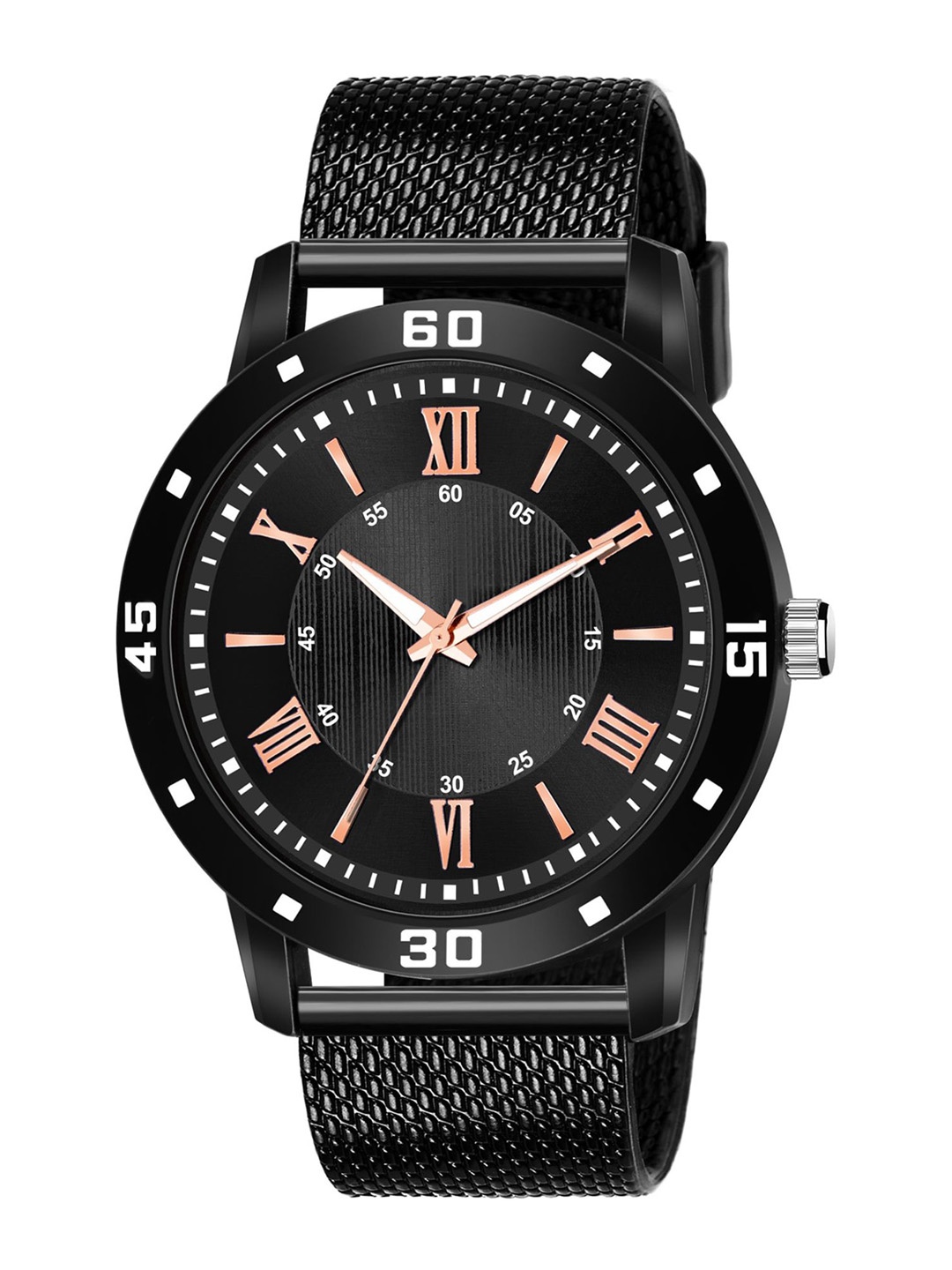

HAPPY KHAJANA Men Black Brass Dial & Black Bracelet Style Straps Analogue Watch