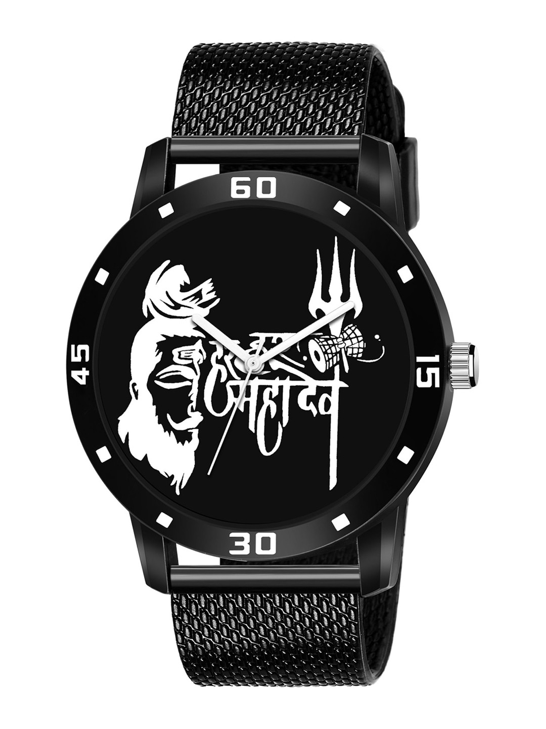 

HAPPY KHAJANA Men Black Brass Printed Dial & Black Straps Analogue Watch