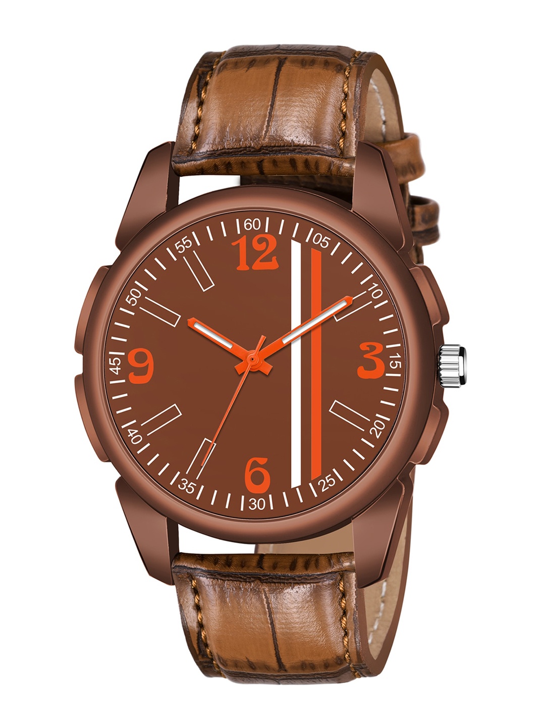 

HAPPY KHAJANA Men Brown Brass Printed Dial & Brown Straps Analogue Watch