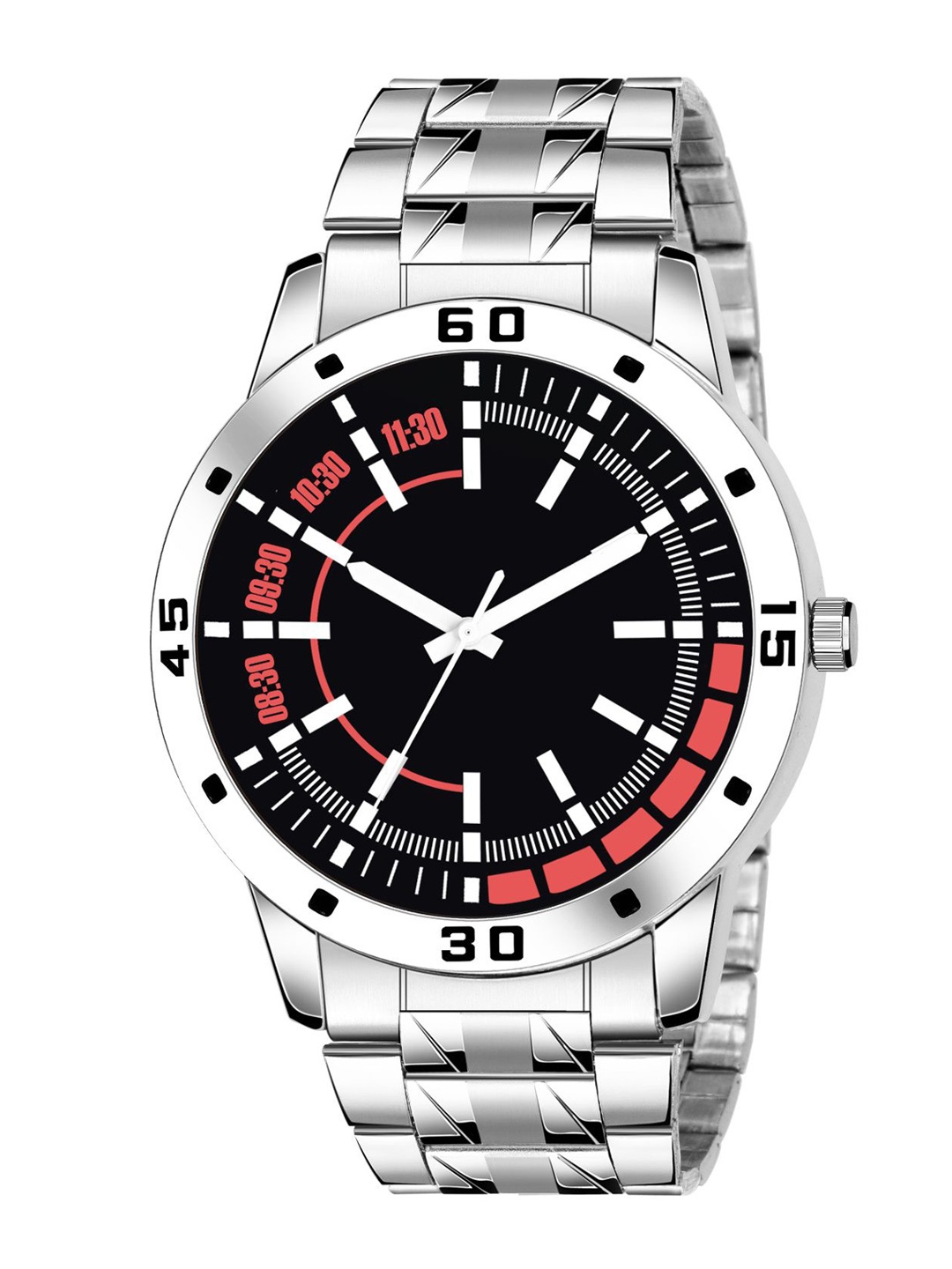 

HAPPY KHAJANA Men Black Brass Dial & Stainless Steel Bracelet Style Straps Analogue Watch